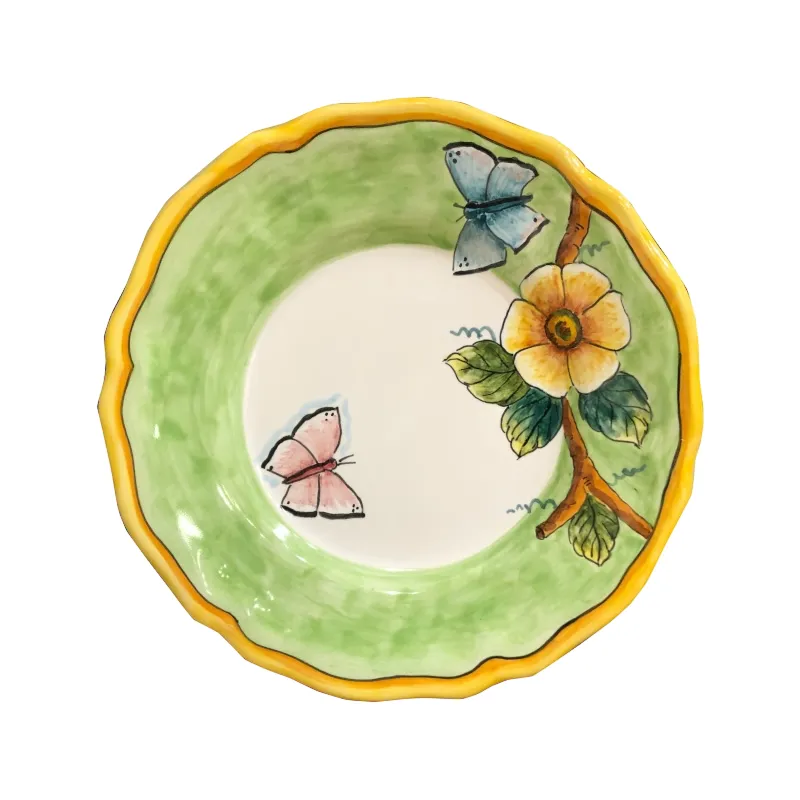 19 cm Scalloped Bread Plate, Green Background – Elena