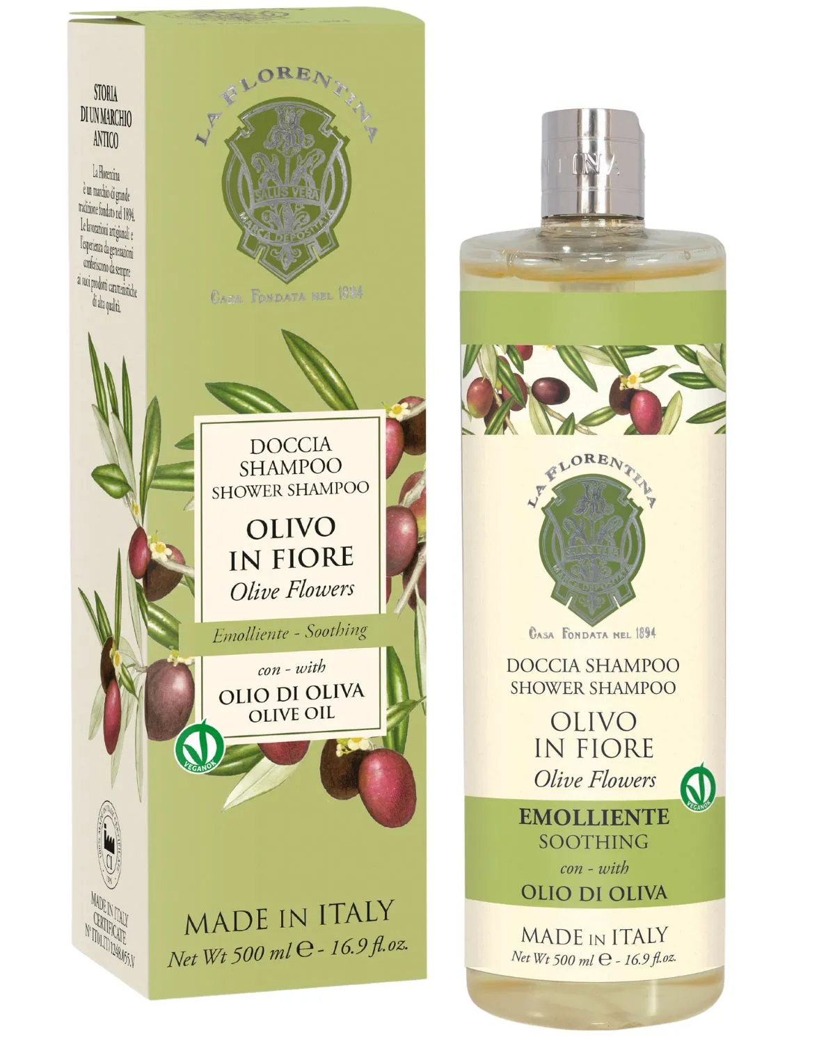 Shower Shampoo 500 ml – Olive Flowers – La Florentina Made in Italy