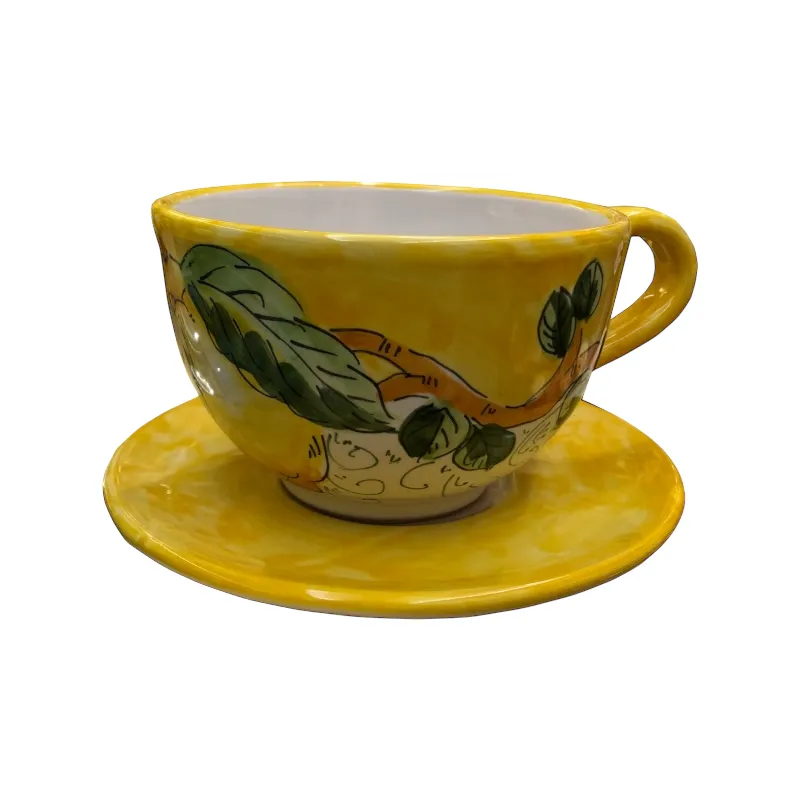 Tazza Diametro 13 cm con Piattino – Limone Mare Giallo