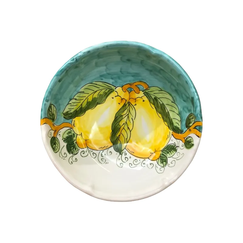 18 cm Scalloped Bowl – Lemon & Sea, Green