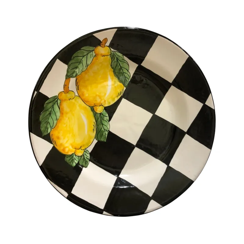 Piatto Dessert Diametro 22 cm Scacchi e Limoni – Katie