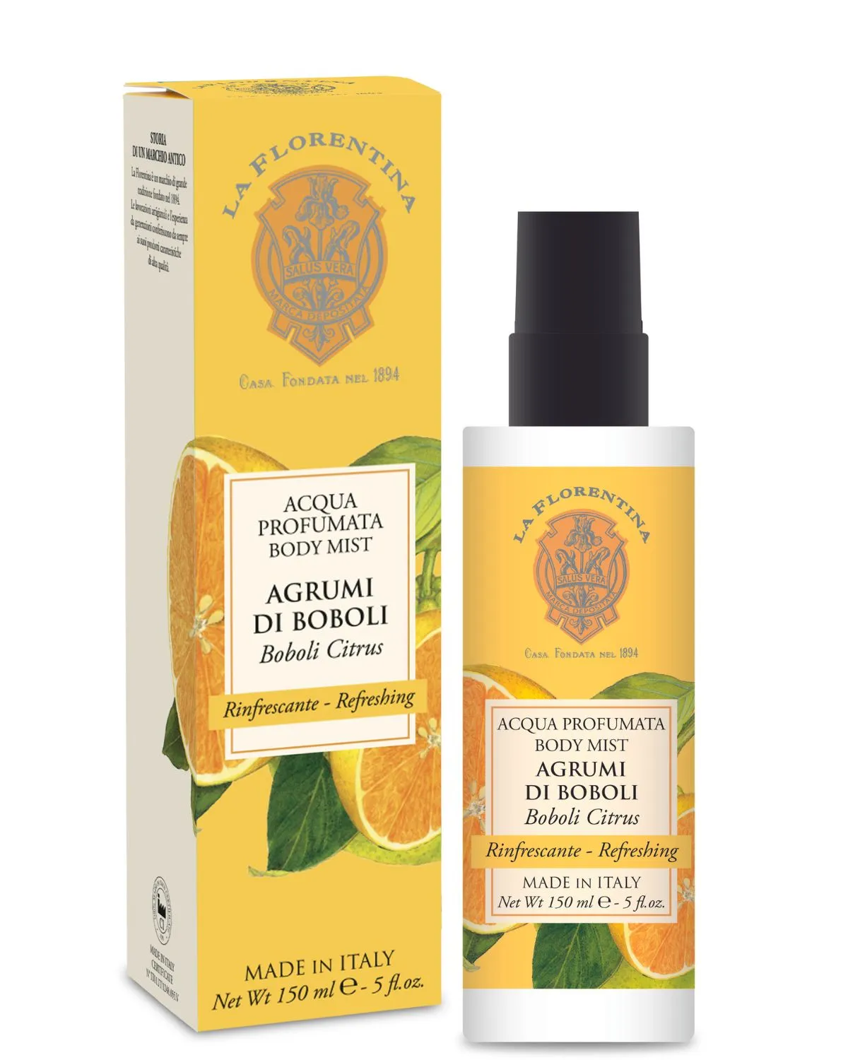 Acqua Profumata Corpo 150ml – Agrumi di Boboli – La Florentina