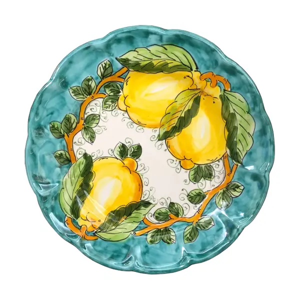 20 cm Dessert Plate – Lemon & Sea, Green