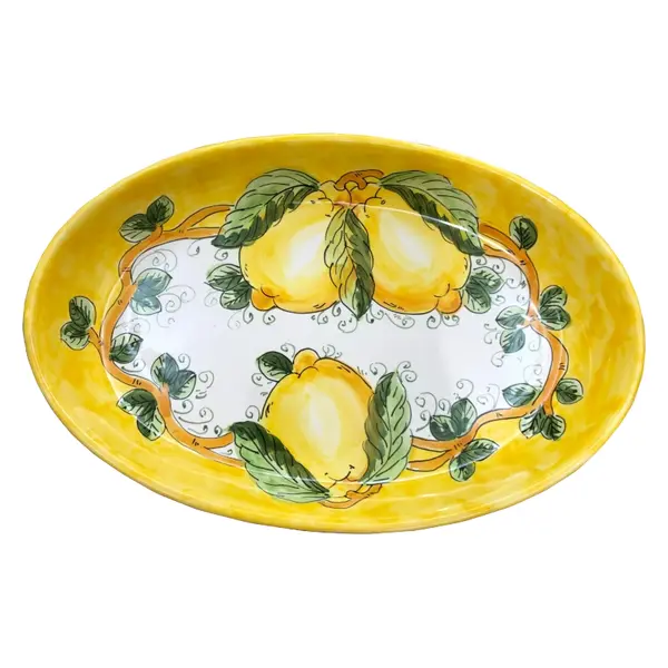 Oval Tray 30 × 20 cm – Lemon & Sea, Yellow