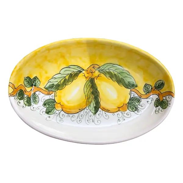 Oval Tray 22 × 15 cm – Lemon & Sea, Yellow