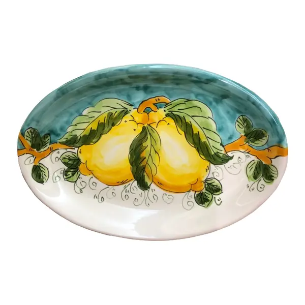 Oval Tray 22 × 15 cm – Lemon & Sea, Green