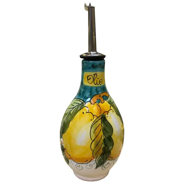16 cm Oil Bottle – Lemon & Sea, Green
