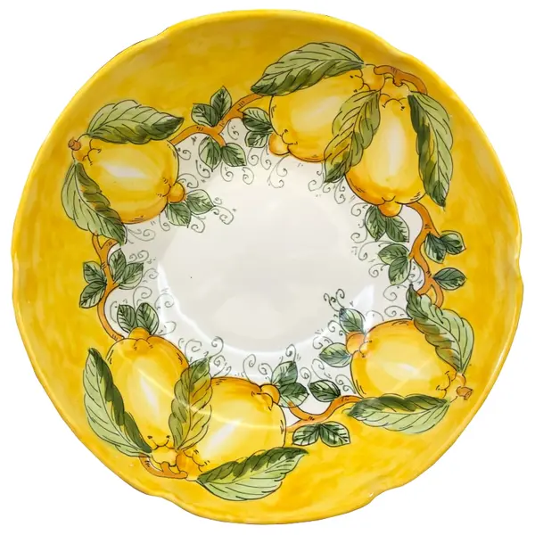 30 cm Scalloped Bowl – Lemon & Sea, Yellow