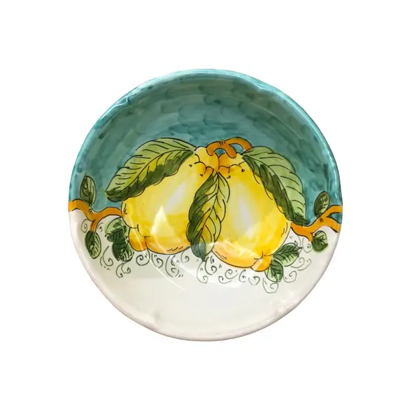 18 cm Scalloped Bowl – Lemon & Sea, Green