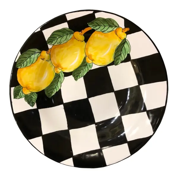 28 cm Dinner Plate, Checkerboard and Lemons – Katie